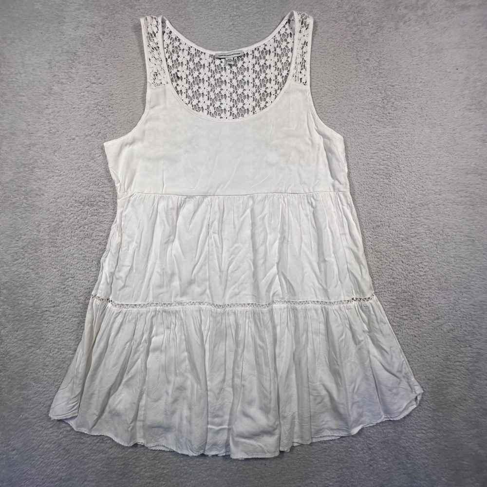 American Eagle White Lace Tiered Tank Dress Sleeveless Mini Women's‎ Medium